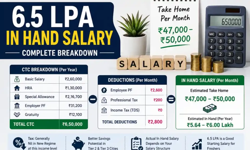 6.5 LPA In Hand Salary